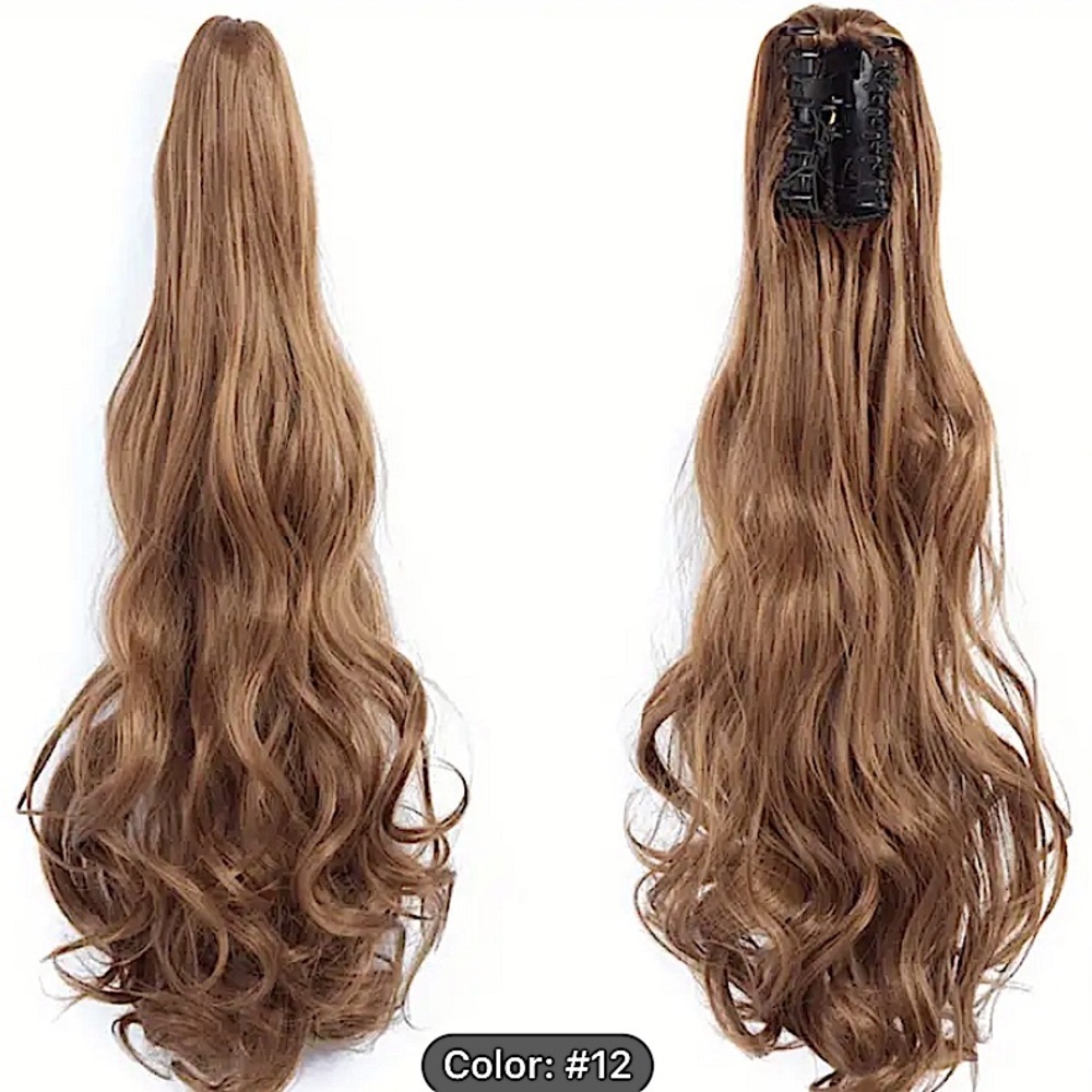 Light Brown Pony Tail Hair Claw Hair Extension Piece 22”